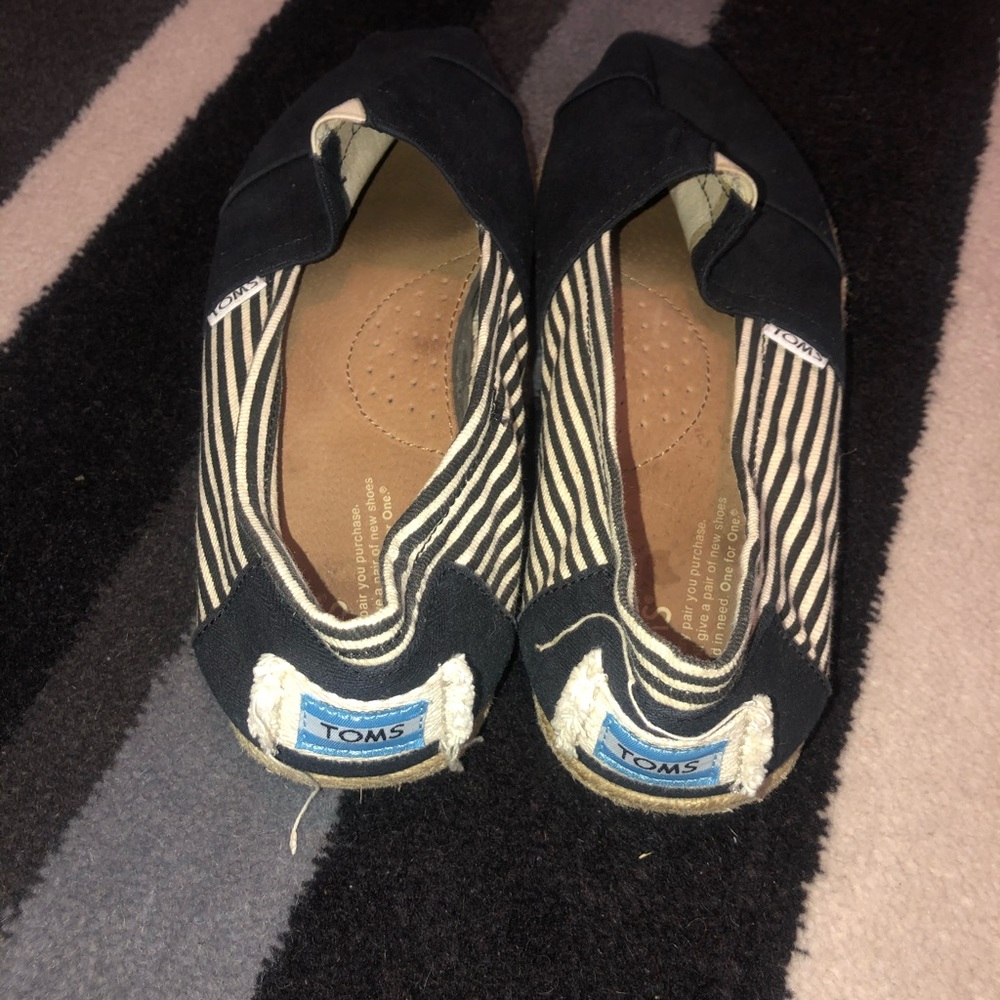 Navy and White Toms Slip-ons size 11